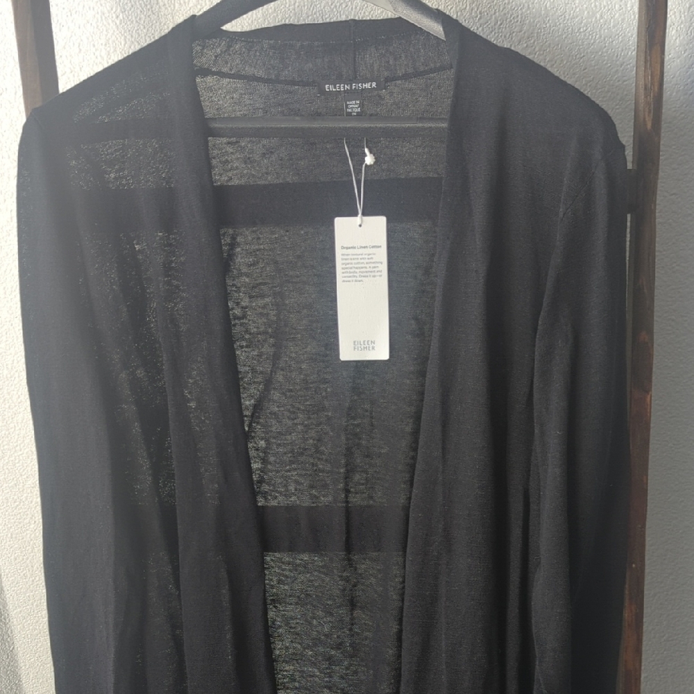 Eileen Fisher Black Sheer Cardigan